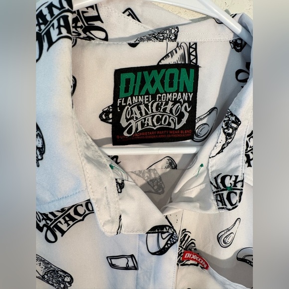 Dixxon Flannel Sanchos Tacos Party Shirt Womens Large Black White B&W Collab - Picture 4 of 8